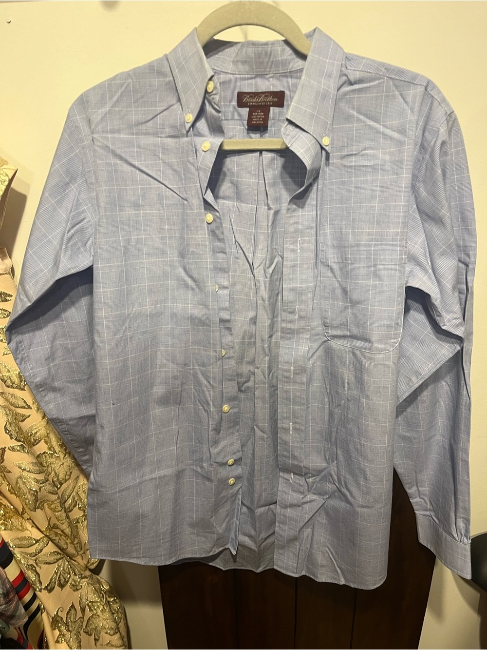 Brooks Brothers Boys Light Blue Windowpane Button-Down Shirt